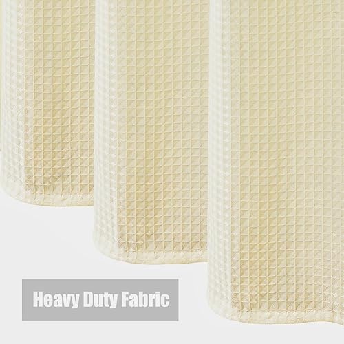 Vista 33 de Cortina de ducha de tela blanca con tejido de gofre de 72 x 72 pulgadas, forro de cortina de ducha de tela texturizada resistente, cortinas de ducha