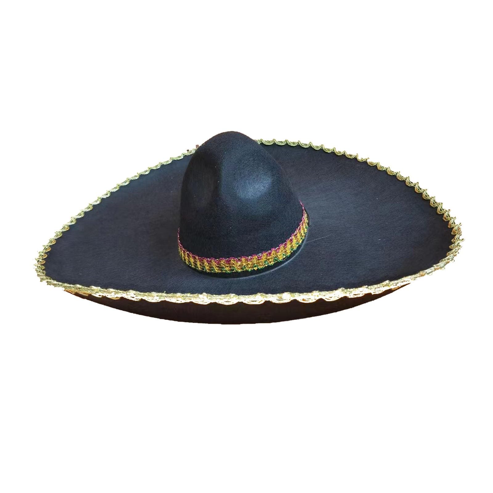 Generic Sombrero de paja mexicano estilo étnico para hombres y mujeres, artesanía de paja de verano, sombrero grande para el sol, sombrero de paja para hombre, 60 cm
