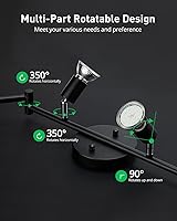 Vista 2 de Bojim 6 Light LED Track Lighting Kit, Ceiling Spot Lighting with Adjustable Light Heads & Foldable Light Arms, Matte Black Kitchen Track Lighting