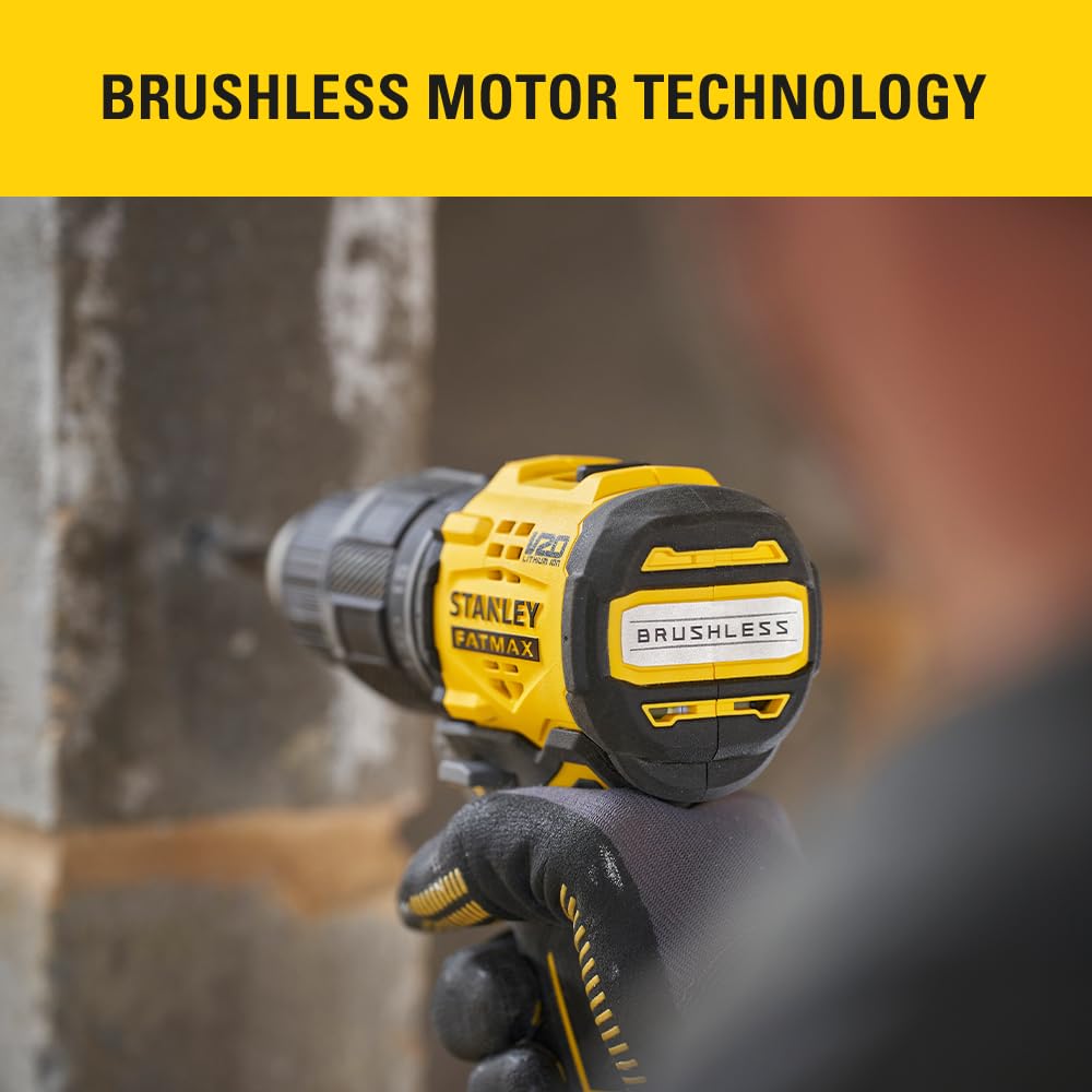 STANLEY Wiertarka udarowa BRUSHLESS V20 Li-Ion 18V do użytku profesjonalnego do utrzymania stabilnego i praktycznego połączenia z pomiarem lub specyfikacją 20L