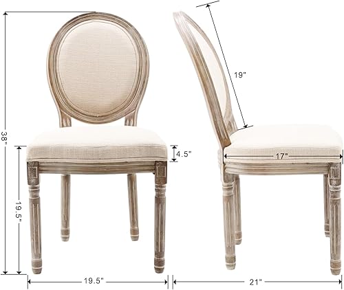 Miniatura 2 de Guyou Juego de 2 sillas de comedor estilo granja, sillas de comedor tapizadas retro con respaldo de ratán, sillas auxiliares con marco de madera