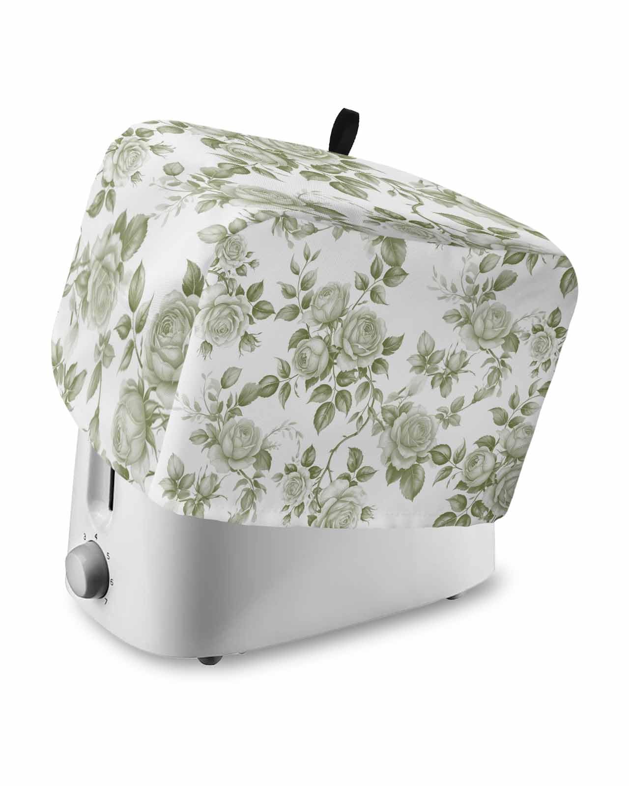 Vintage Toaster Cover 2 Slice, Pastoral Country Flower Green Bread Maker Dust Cover with Pockets for Kitchen Small Appliance 11x6x8in