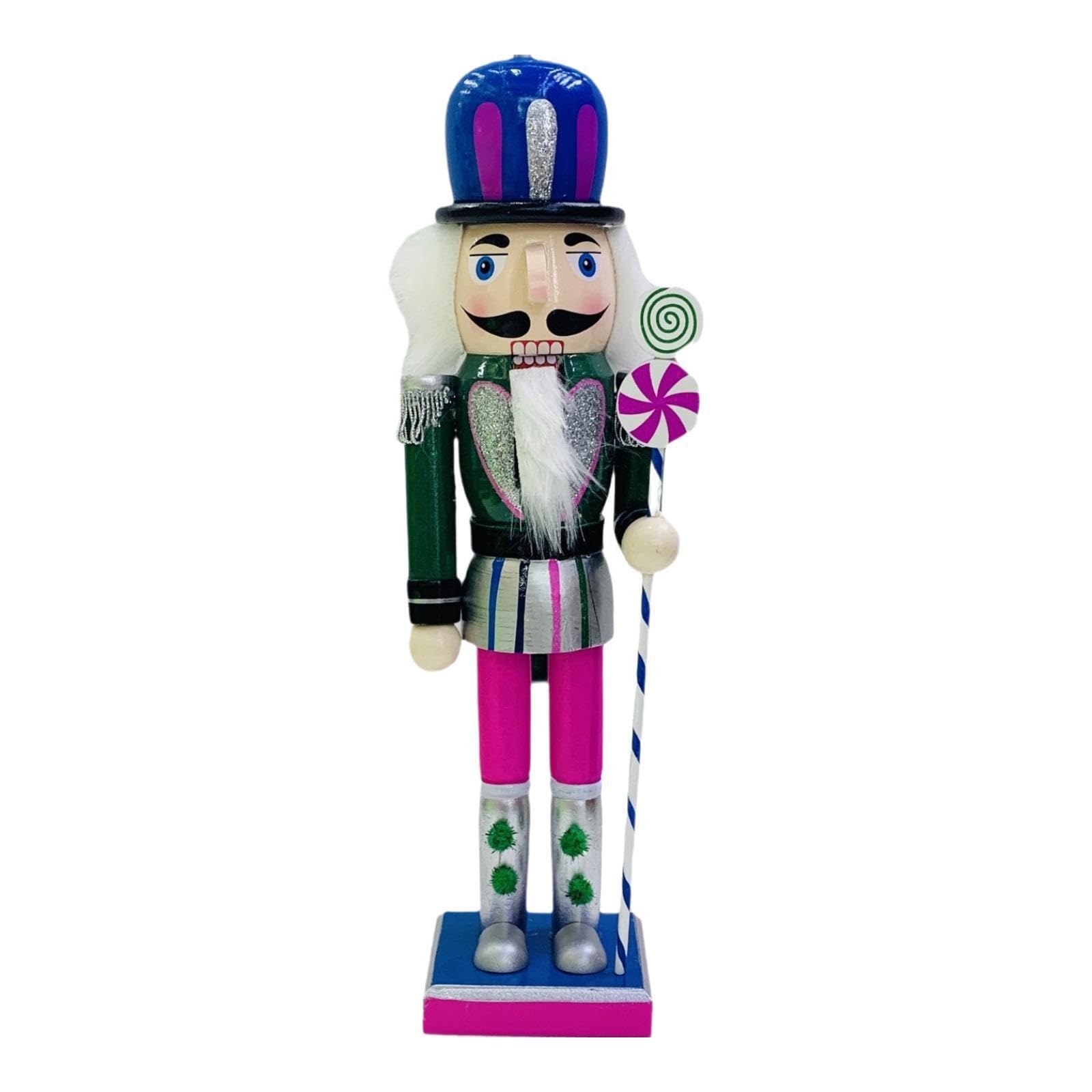 Kixzsaz Wooden Nutcracker Doll Puppet Table Christmas Decorative Sculpture Figurine 38 Cm Christmas Nutcracker Figurine Party Collectibles Festivals Tabletop