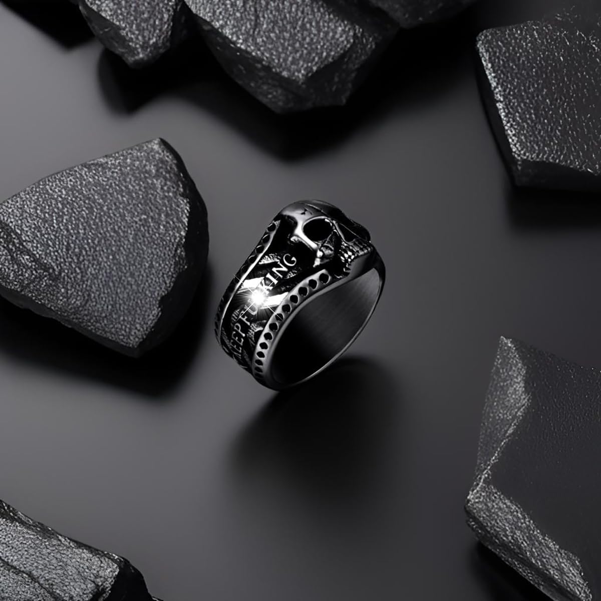 Vintage Ring Stainless Steel Gothic Skull Rings for Men Boy Band Silver Skeleton Cocktail Party Biker Ring Size 8-13 - Image 2