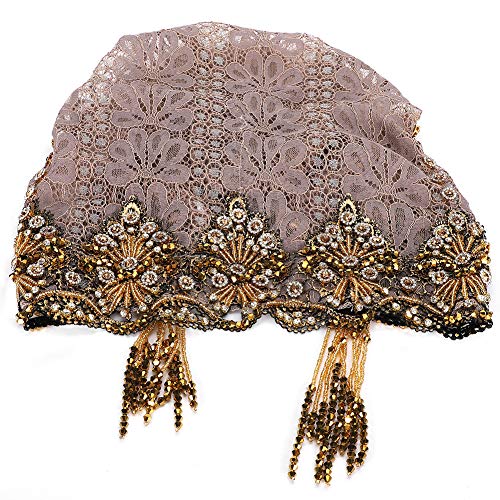 Sequins Turban Stretchy Headscarf, Women Muslim Chiffon Hijab, Fashion Muslim Hijab Head Wrap, Elegant Muslim Turban Beanie Hat, Hot Drilling Lace Headwraps, Soft Lace Bonnet