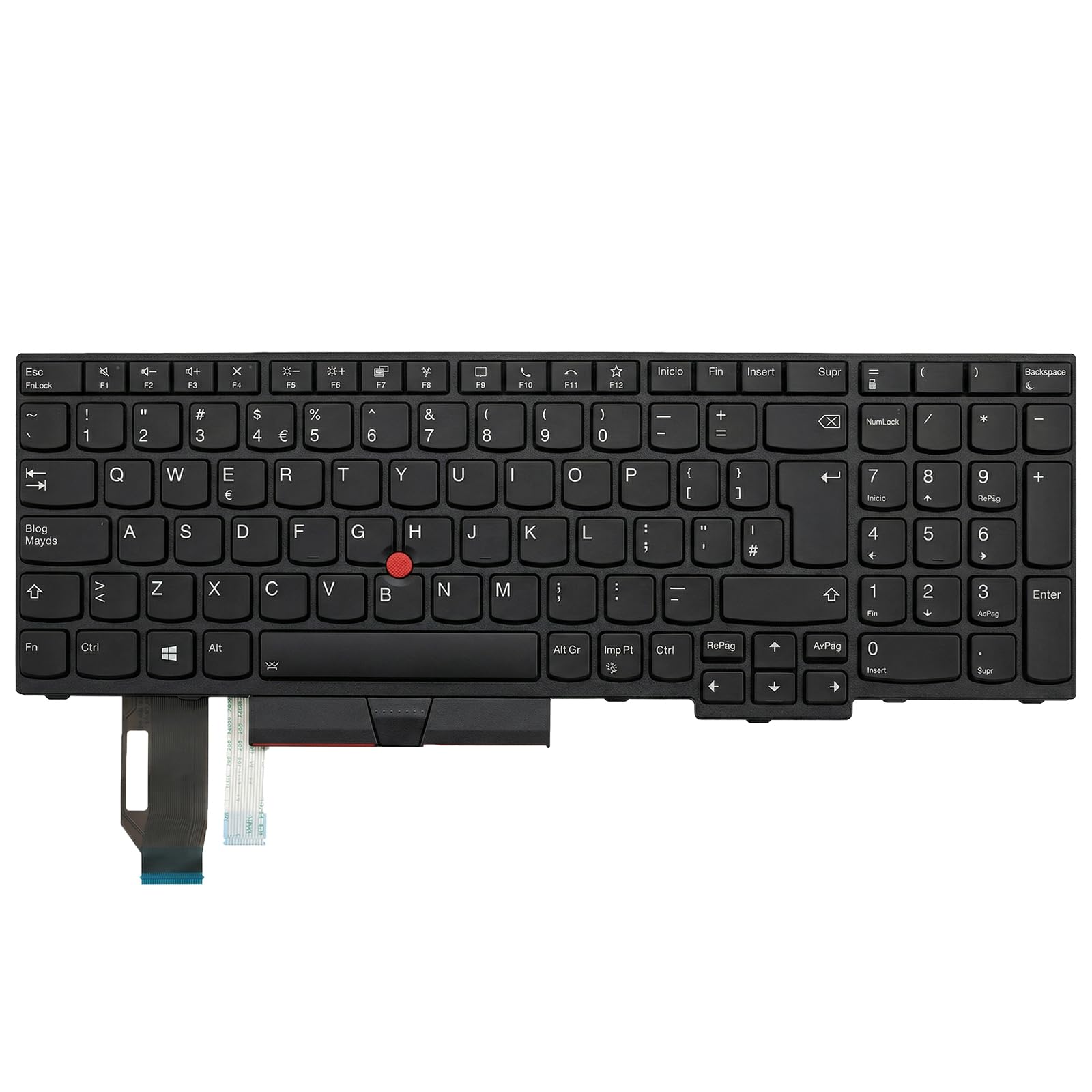 LeFix Tastiera spagnola SP teclado, tastiera di ricambio compatibile con Lenovo Thinkpad T15 Gen 1 Gen 2 (non adatta per T15g T15p), P15s Gen1 Gen2 (non adatta per P15 P15v)