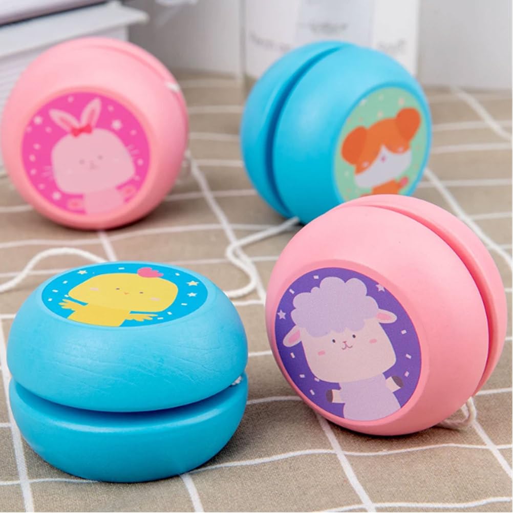 Set di Yo-Yo in Legno Montessori a Cartone Animato, Giocattolo Yo-Yo Animale Colorato Giocattolo per la Prima Infanzia per Bambini da 3 a 6 Anni