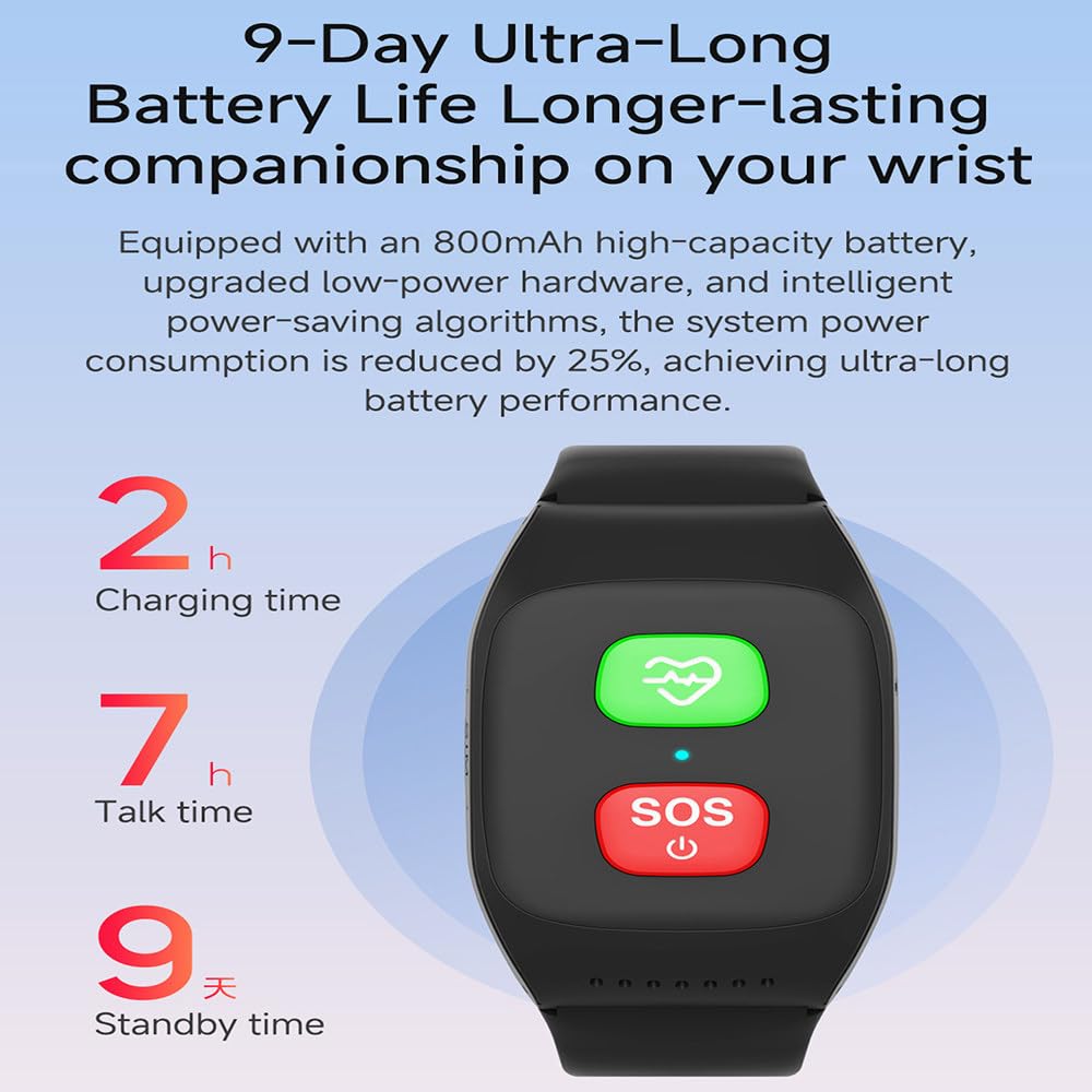 Reloj Detector De Caídas para Personas Mayores,con Detección De Caídas,Posicionamiento GPS,Chat De Voz Instantáneo,Función De Llamada Sos,Seguimiento De Actividad Y Monitoreo De Salud