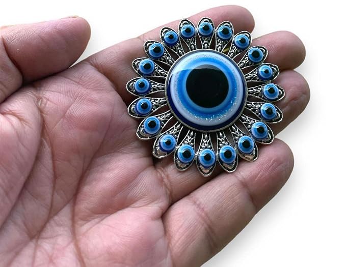 BLUE BEADS Home & Decor Magnets Multi Design Turkish Round Evil Eye Fridge Magnet Refrigerator Sticker Good Luck & Protection Unique Items Home and Office Decorative Car Accessories (Sun Design)