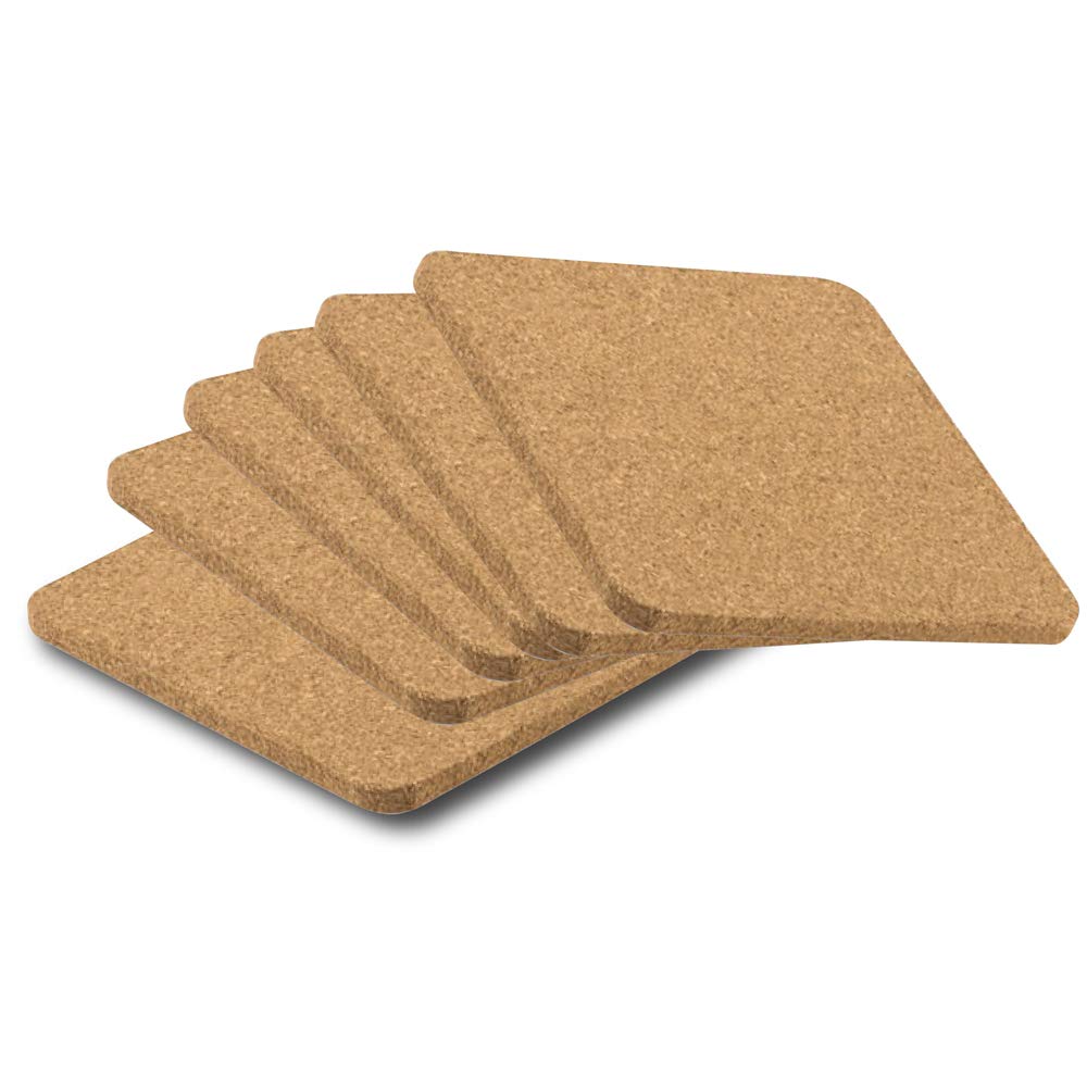 eBuyGB Square Cork Coaster 10 cm Heat Stain Protect Suitable to Engrave Coffee Tea Cup