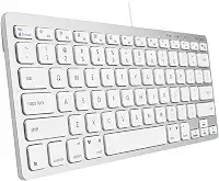 Macally Teclado Pequeno com Fio USB 78 Teclas Interruptor de Tesoura Compatível com Mac e Windows Plug and Play Alumínio