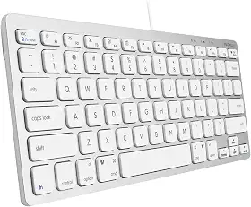 Macally Teclado Pequeno com Fio USB 78 Teclas Interruptor de Tesoura Compatível com Mac e Windows Plug and Play Alumínio