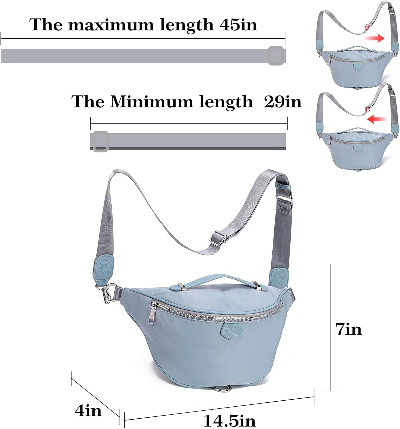 INICAT Fanny Packs for Women,Fashion Waist Packs Crossbody Bum Bag with Adjustable Strap for Travel Sport