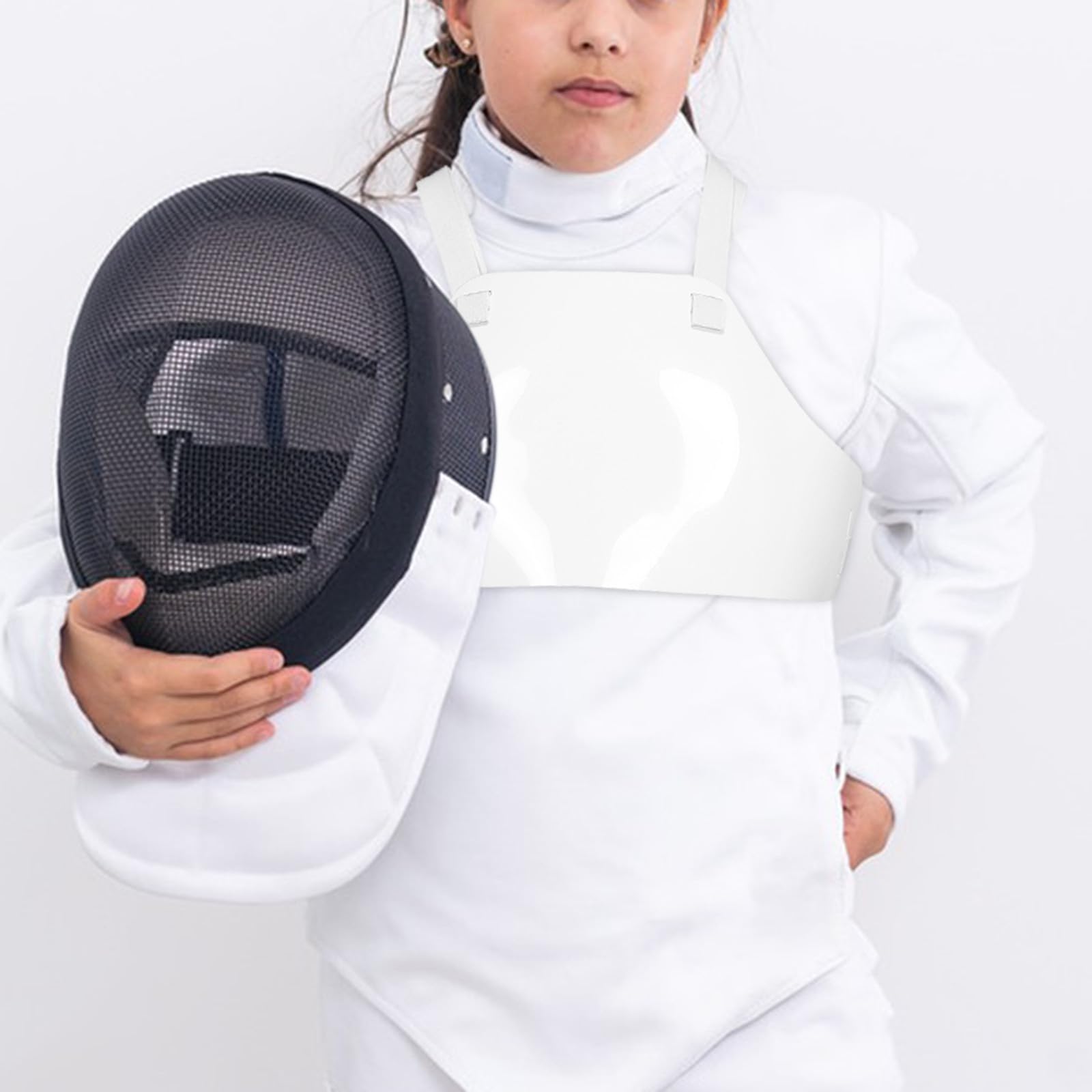 Healeved Leichter PVC Brustschutz für Junge Fechter mit Uneingeschränkter Bewegungsfreiheit für Kinder Fechttraining und Übungssessions in Weiß