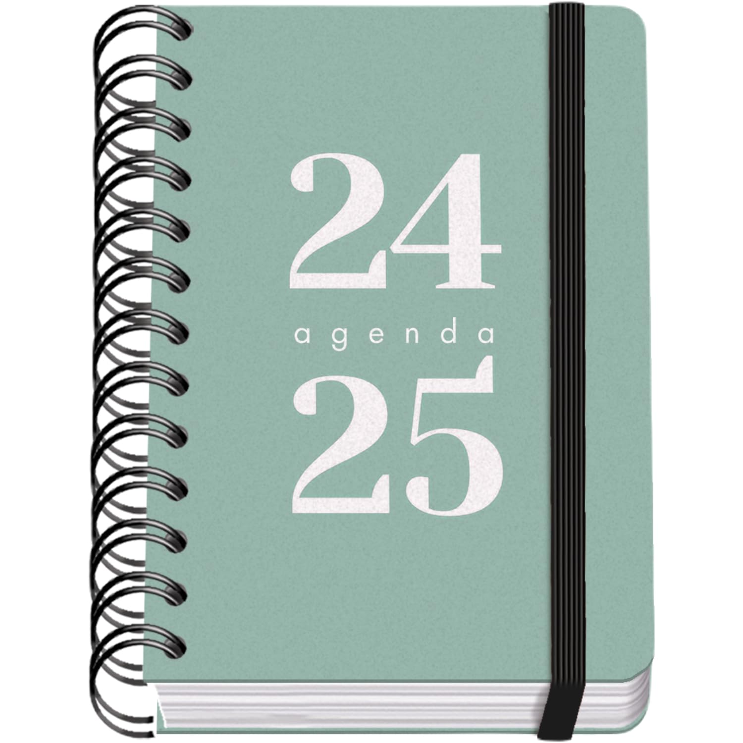 Dohe - Agenda Escolar 2024 2025 - Día por Página, Tamaño A6 (12x17 cm), Cierre Anillas y Goma, Español e Inglés, 4 Páginas de Pegatinas, Septiembre a Junio, Material Escolar - GRAMMAR Verde