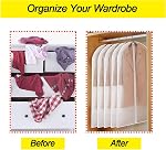 Garment Bag Clear Plastic Breathable Garment Bags Cover for Clothes Storage Suits Dress Dance Zippered Breathable Pack of 6 (24‘’ X 48‘’)