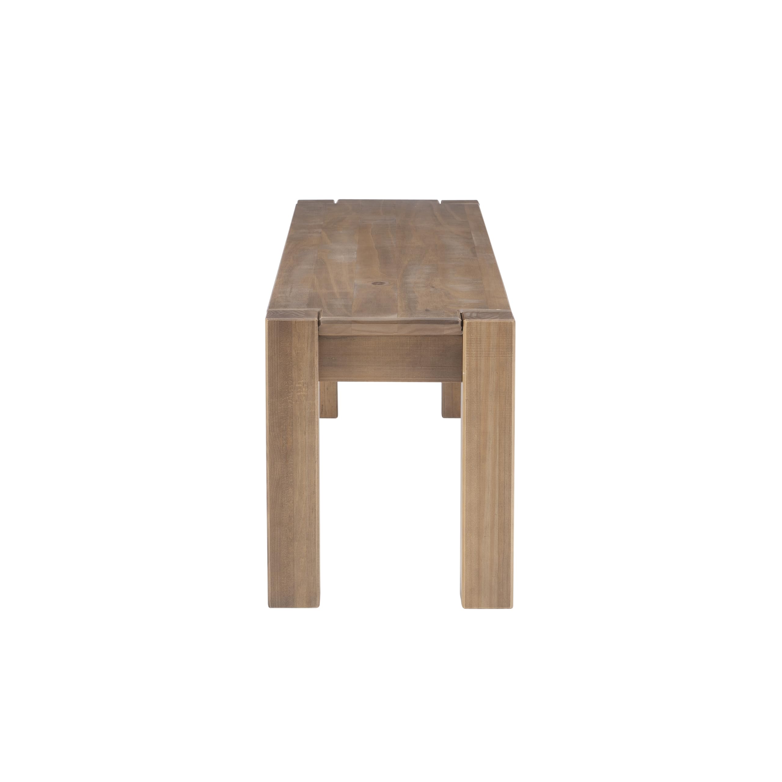 Linon Rylie Natural Wire Brushed Solid Pine Wood Backless Dining Bench