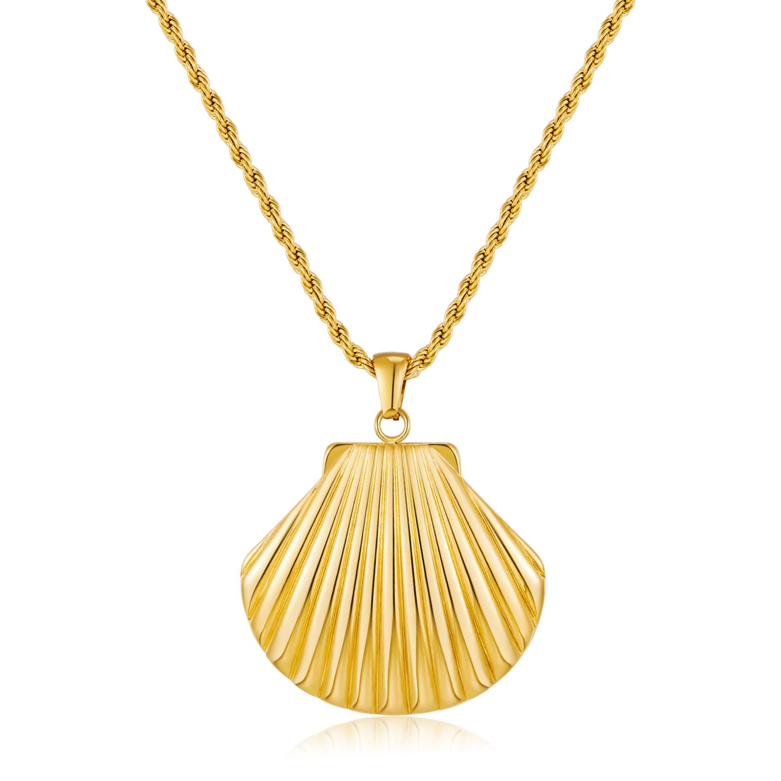 WOWORAMA Gold Necklace for Women Boho Spiral Conch Shell Necklace Starfish Necklace Vintage Ocean Sea Shell Choker Pendant Necklace Adjustable Summer