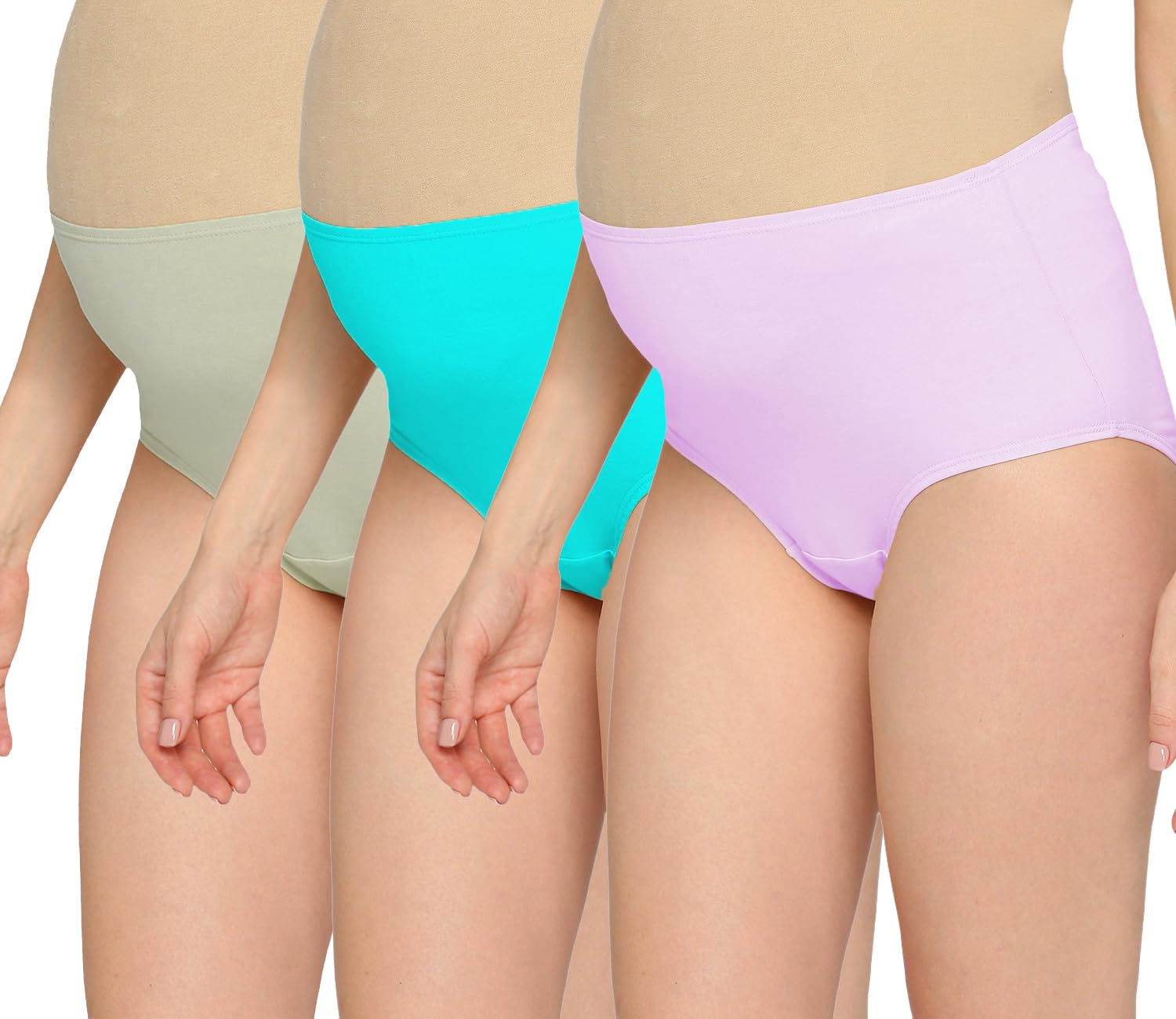 Evamomies Women's High Waist Soft Comfy Cotton Lycra Maternity Panty|Pregnancy Panty|Maternity Panties (Pack of 3)-image-30