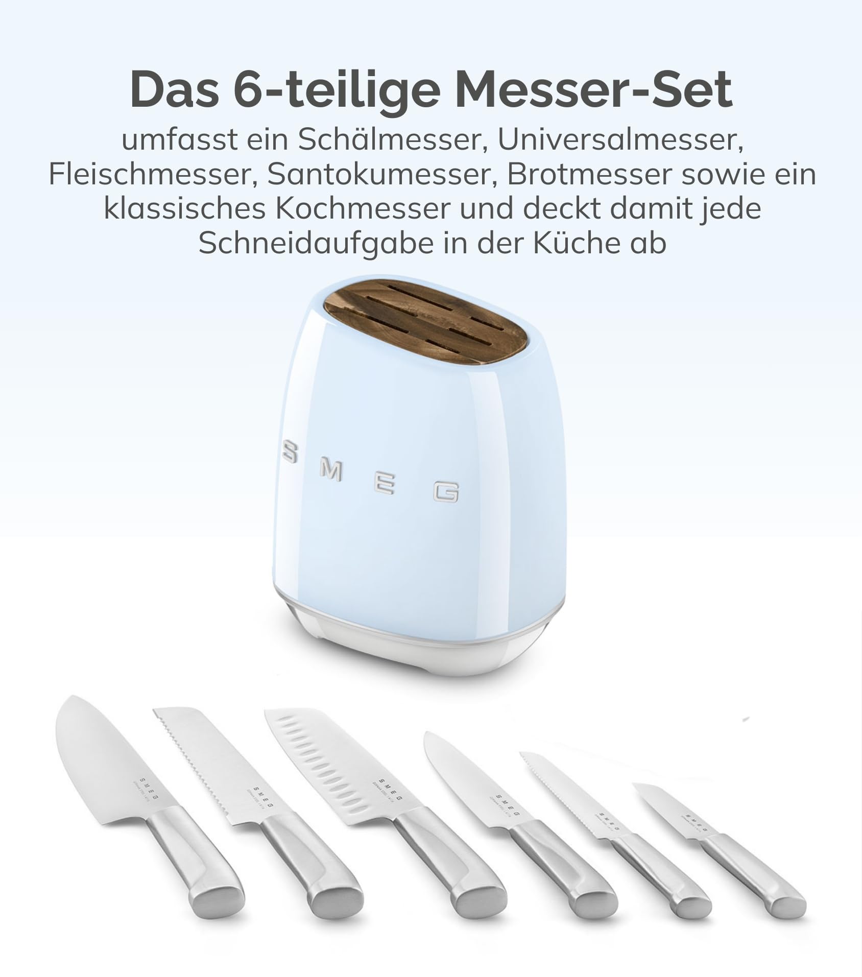 Smeg, Messerblock, KBSF02PB, Hellblau