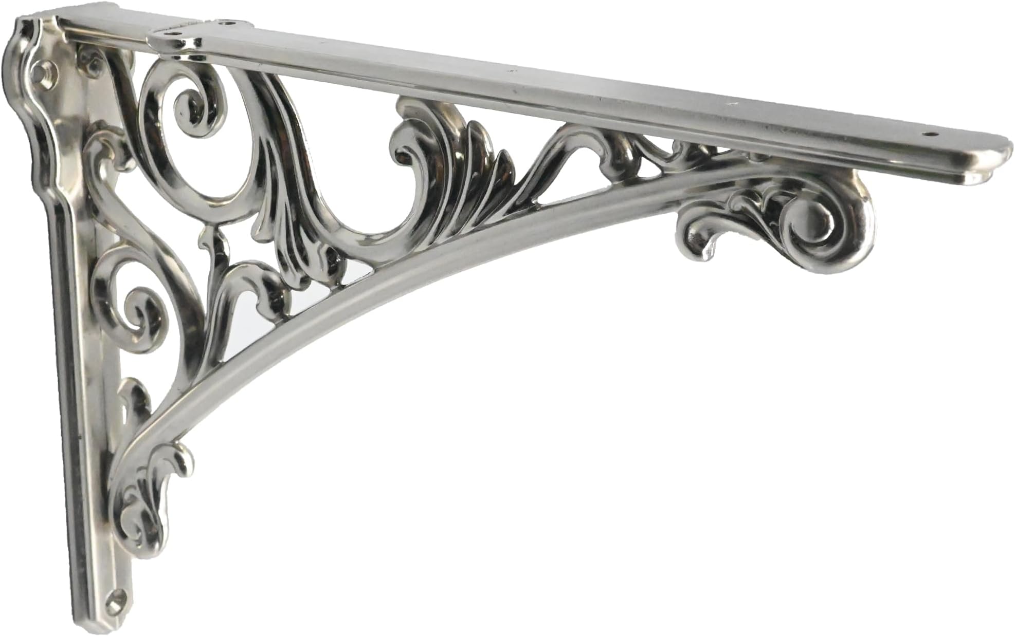 Decorative Shelf Bracket 6 inch, Brushed Nickel Brackets for Shelving, Heavy Duty Vintage, DIY Projects, Hardware Included, 4 Pack, 5.9x4.17x1.73 inch,Baroque Style