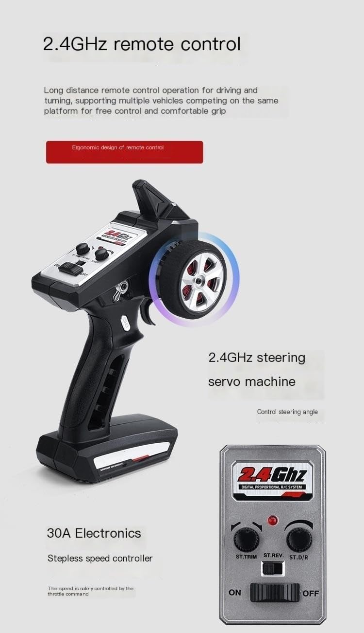 Professional RC RC Drift Car High Speed 4WD Flat Race Car Adult Model - Gray Muscle Car(Grey muscle car)