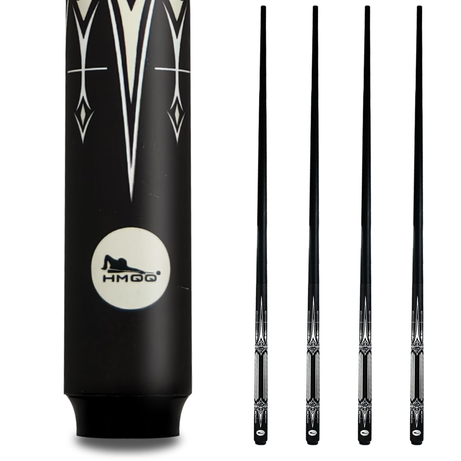 HMQQ 58" One Piece Fiberglass Graphite Composite Billiard Pool Cue Sticks, Set of 4,21oz (Several Colors Available)