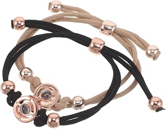 Yardwe 2pcs Long Distance Touch Bracelets- Couple Smart Bracelets - Matching Vibration Wristband - Romantic Connected Jewelry for Couples in Long Distance