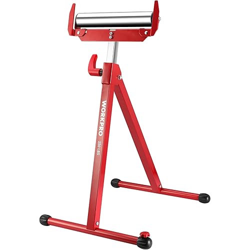 WORKPRO Folding Roller Stand Height Adjustable, Heavy Duty 250 LB Load Capacity, Outfeed Woodworking