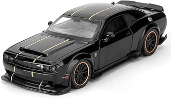 Hellcat 1:32 Scale Dodge Challenger Die-Cast Metal Toy Model Car for Kids - Pull Back Mechanism, Birthday Gift for 3+ Year Old Boys (Hellcat Black)
