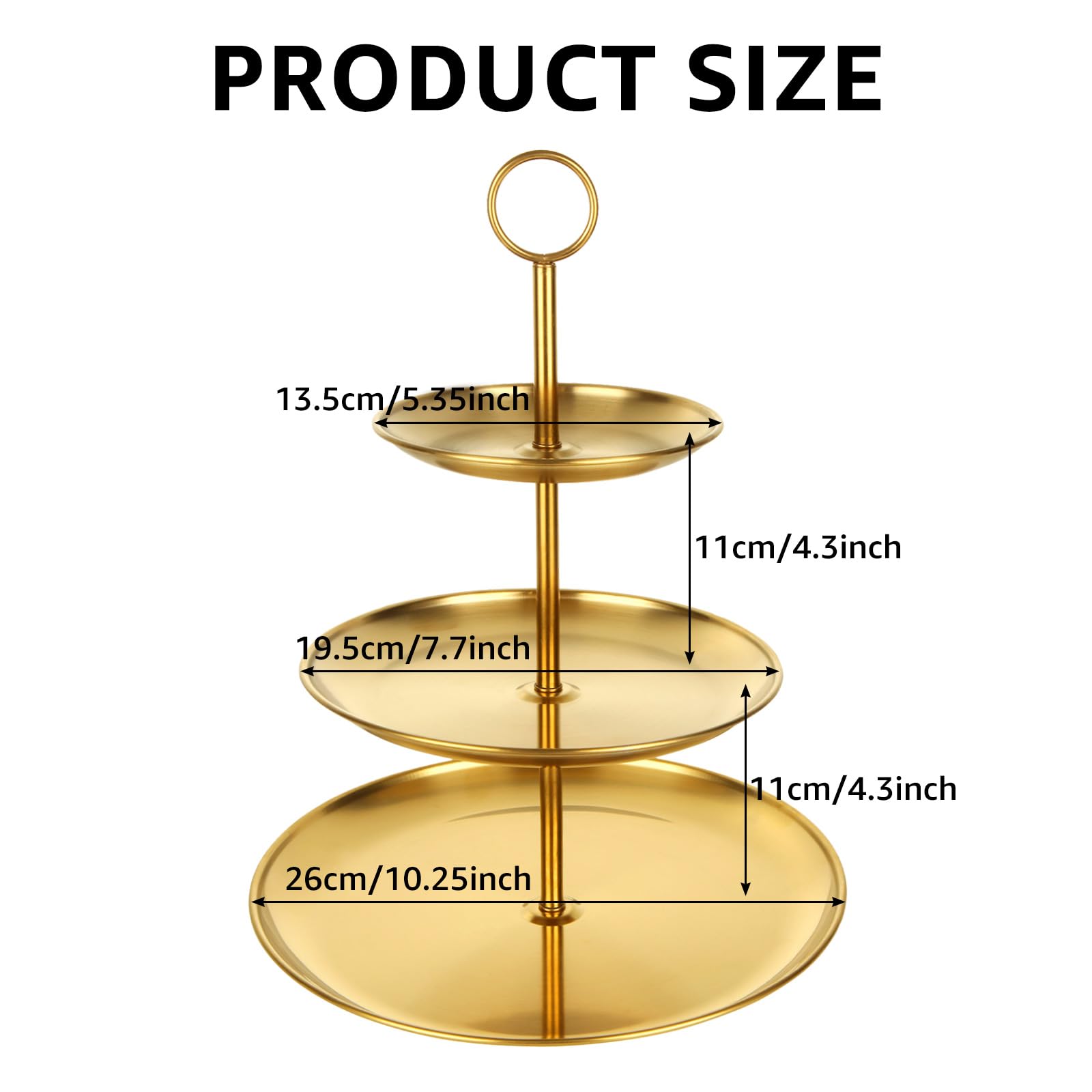 ABuff 3 Tiered Gold Cupcake Stand 2 Pack Stainless Steel Gold Tiered Dessert Stand Cupcake Display Tower 3 Tier Serving Tray Cake Stand for Baby Shower Birthday Party Wedding
