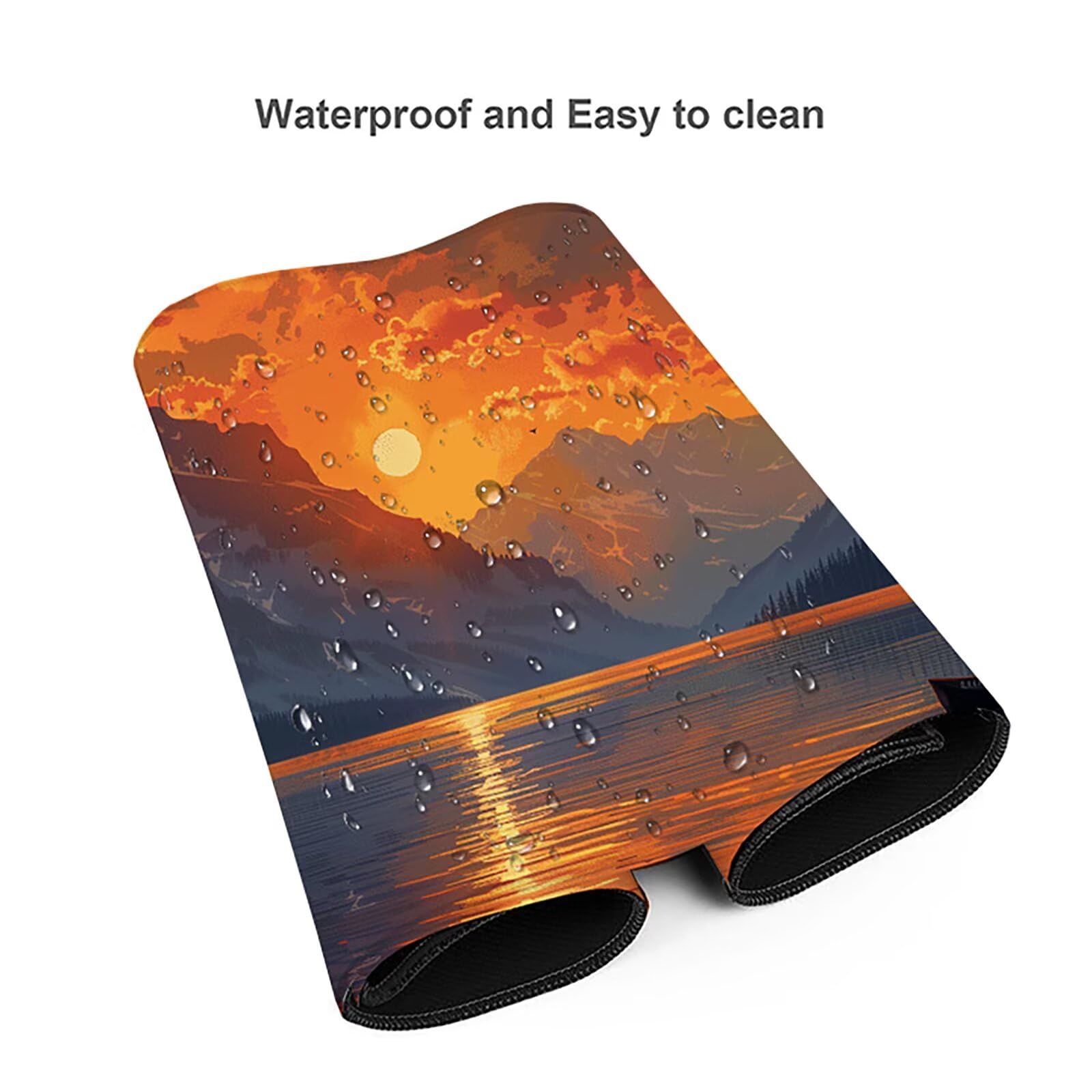 Amanecer Alfombrilla Ratón Gaming XXL 1500x800x3mm, Alfombrilla Gaming Amarillo Mousepad con Base de Goma Antideslizante, Impermeable Desk Mat para Teclado y Raton, Accesorios Gaming, Regalos 1-9