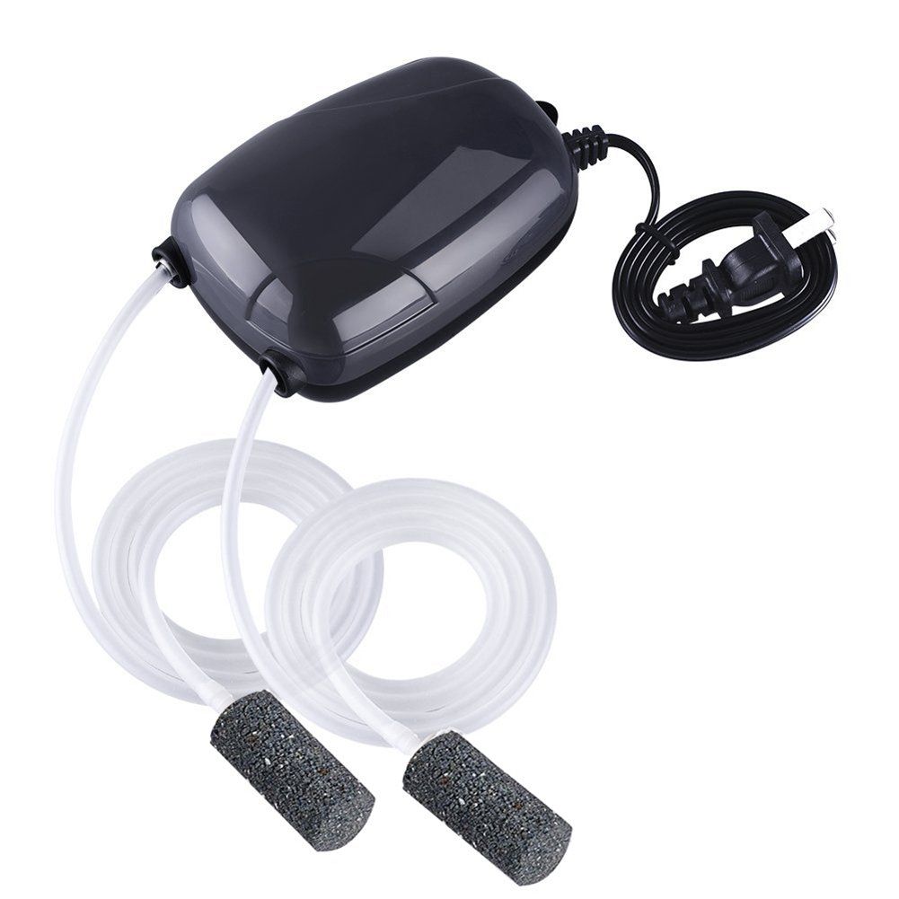 Amazon.co.jp: エアーポンプ 水槽用 酸素補給 2つ吐出口 5W 低騒音