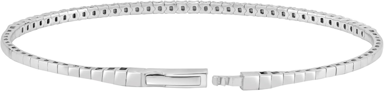 Diamond Wish 9/10 Carat Lab Grown Diamond Flex Bangle Bracelet for Women - 14k Gold Tennis Bracelet for Her - 6.75 Inches Long Bracelet (E-F, SI1-SI2, 0.90 cttw) - Invisible Double Locking - Image 4