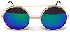 Lentes Redondos Abatibles Vintage Estilo Steampunk, Armazón de Metal, Lentes Espejo o de Color Sólido, Diseño Clásico 3