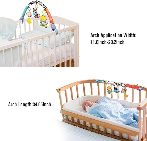 Miniatura 10 de Cochecito de viaje para bebé, juguete móvil para cuna, juguete móvil de actividad desmontable para moisés, asiento de automóvil, juguete de animales