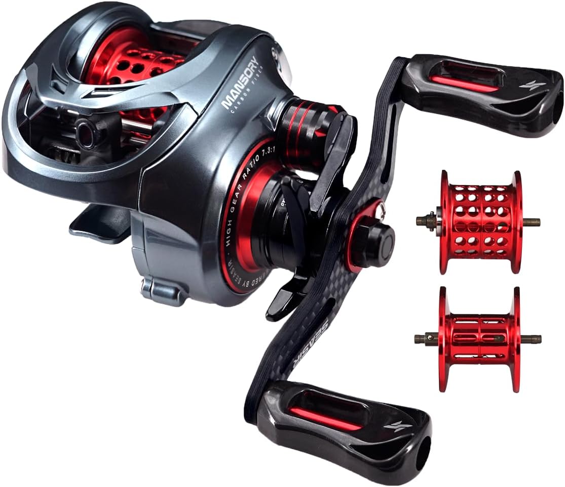 Mansory Baitcaster Reels, BFS Reels 7.3:1 Gear Ratio, 5.15oz Ultra-light Fishing Reels Bait-casting, 11+1 Hybrid Ceramic BB, Double Spools, Carbon Fiber Frame, Heavy Duty, Smooth, Freshwater Saltwater
