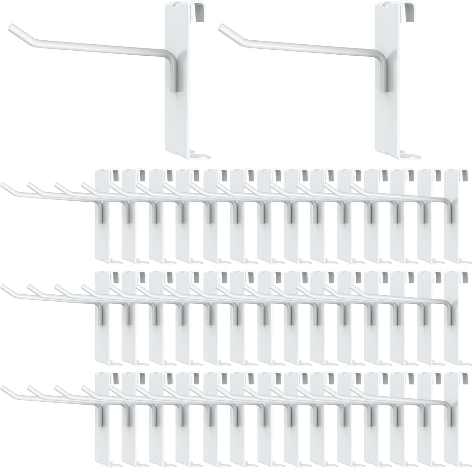 50 Pieces Gridwall Hooks Gridwall Panel Hooks Metal Gridwall Hanging Hangers Gridwall Accessories Gridwall Pegs for Retail Shop Display Trade Garage Storage (White, 6 Inch)