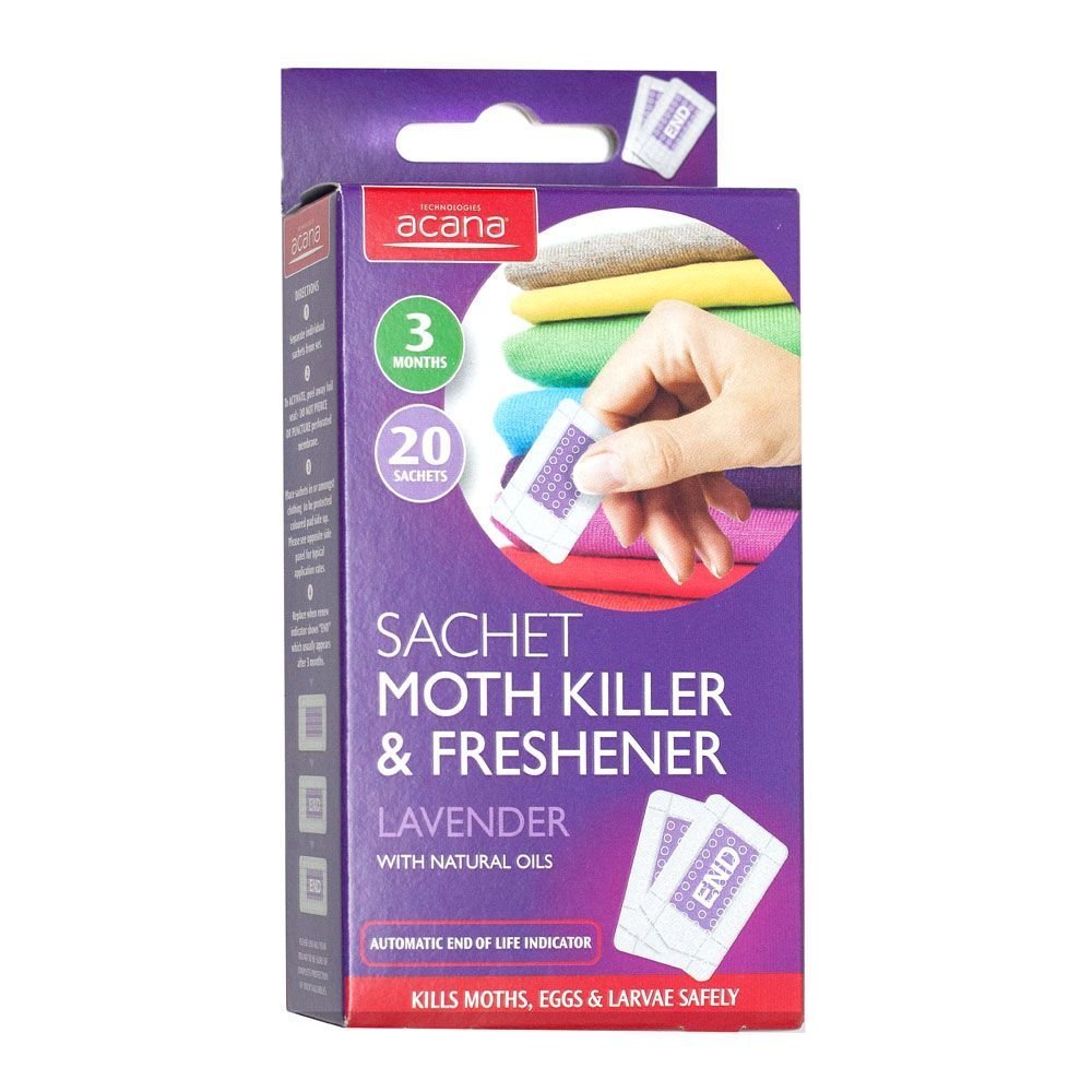 Pack of 20 Acana Moth Killer & Freshener Sachets with Lavender Fragrance (1)