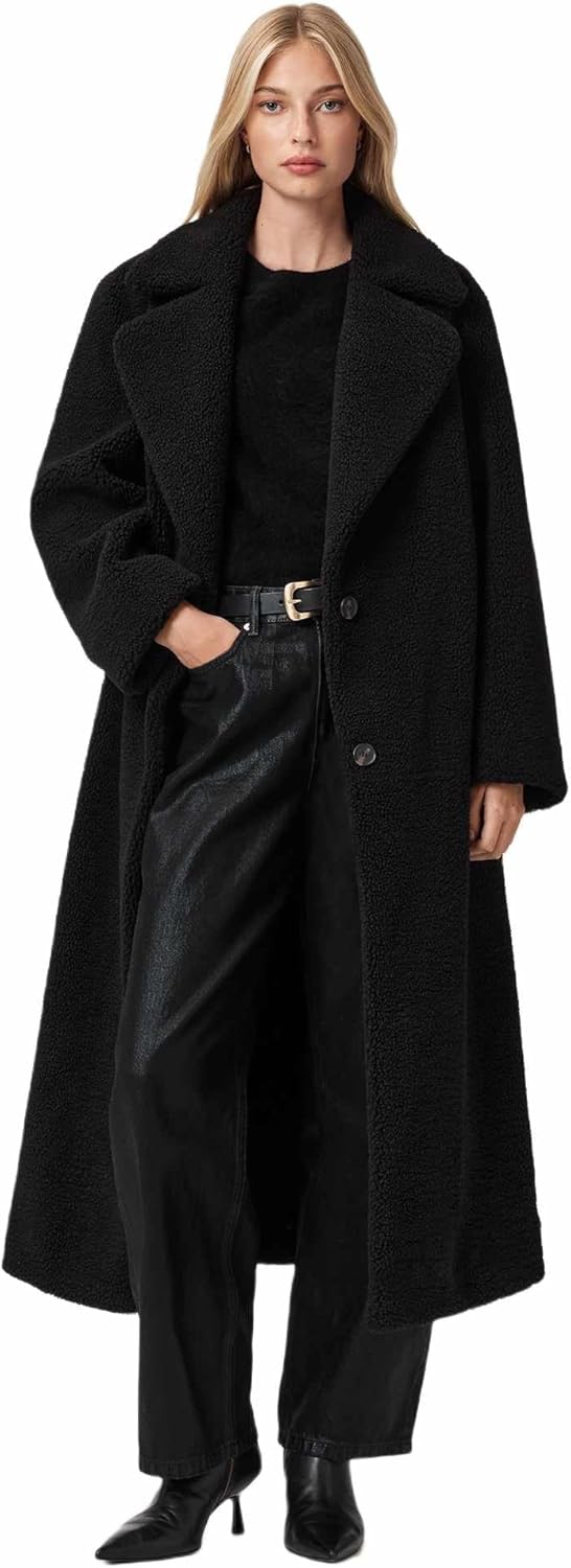 AllSaints womens Freddie Fur Coat