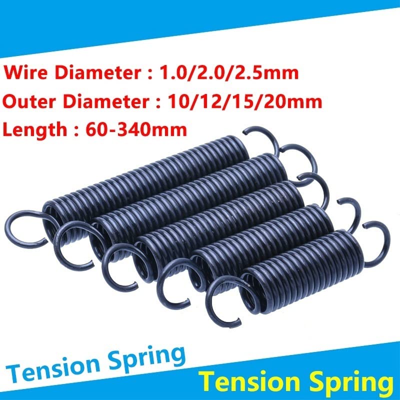 2/5 stks Draad Dia 1.0mm Open Haak Trekveer Extension Coil Lente Gegalvaniseerd Buitenste Dia 6mm Lengte 30-300mm (Color : 200mm (2pcs), Size : 6 mm