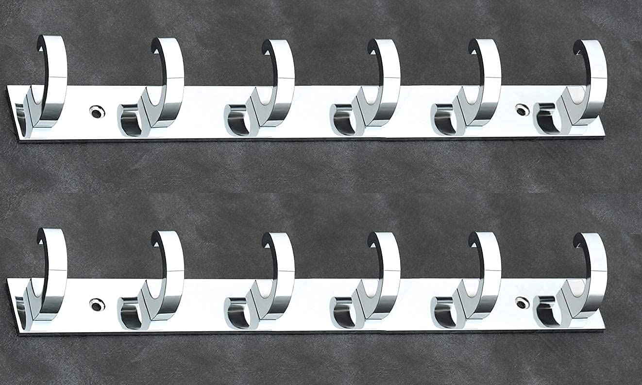 GAIYERA Pack 2 C -Type 6 Pin Wall Hook Hanger, Hooks Hanger Door, Wall, Bedroom, Bathroom Robe Hooks Rail for Hanging Clothes, Keys, Bags, Keys, Towel in Room, Utensil Rack Kitchen Hanger Hooks (B09GP95GQG) Amazon Price History, Amazon Price Tracker