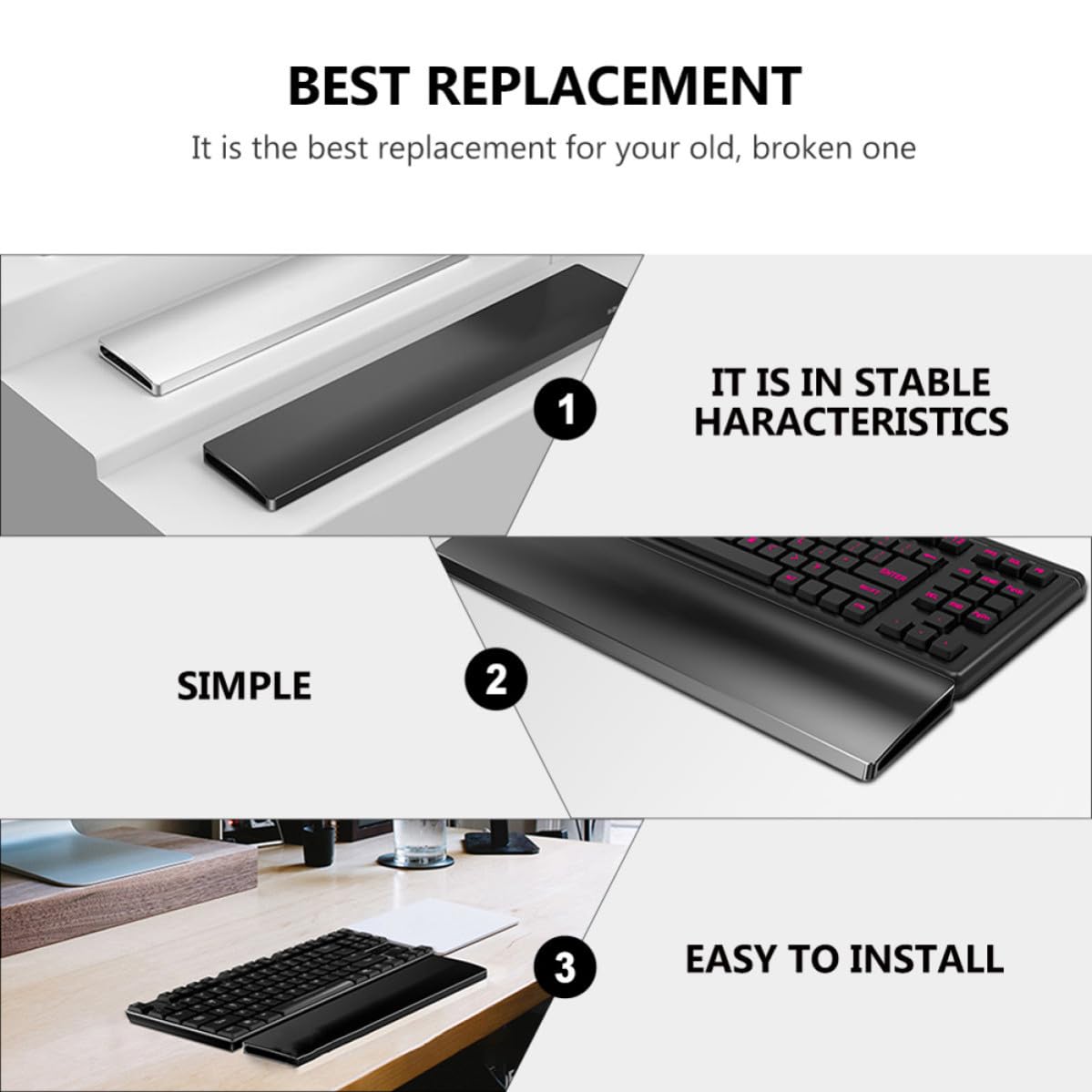 Ergonomische Handgelenkauflage aus Aluminiumlegierung für 104 Tasten Mechanische Tastatur mit Glatter Oberfläche und Speziellem Design für Büro und Gaming