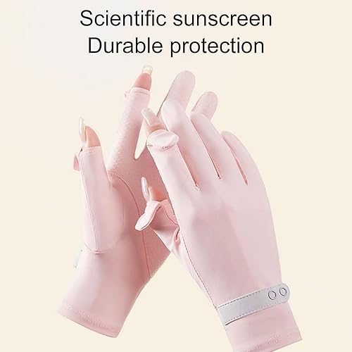Miniatura 7 de 1 par de guantes elásticos de seda de hielo de verano con botones y puño, guantes de protección solar para mujer, guantes de protección solar para