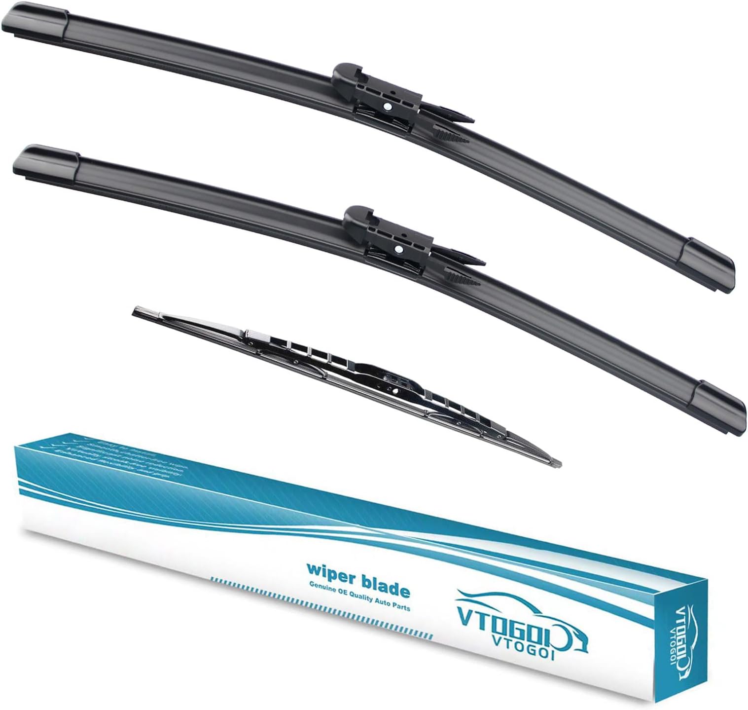 OEM Windshield Wiper Blades Replacement for Audi Q7 2006 2007 2008 2009 2010 2011 2012 2013 2014 2015, All Weather Original Factory Quality Front & Rear Wipers Set 26"+26"+14" (Pack of 3)