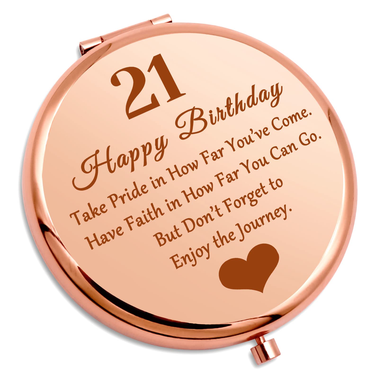 Gevody Girls 21St Birthday Gift For Her Inspirational Gift For Daughter Sister Niece Best Friend Granddaughter 21St Birthday Travel Compact Makeup Mirror 21 Years Old Compact Mirror For Her From Mom Dad