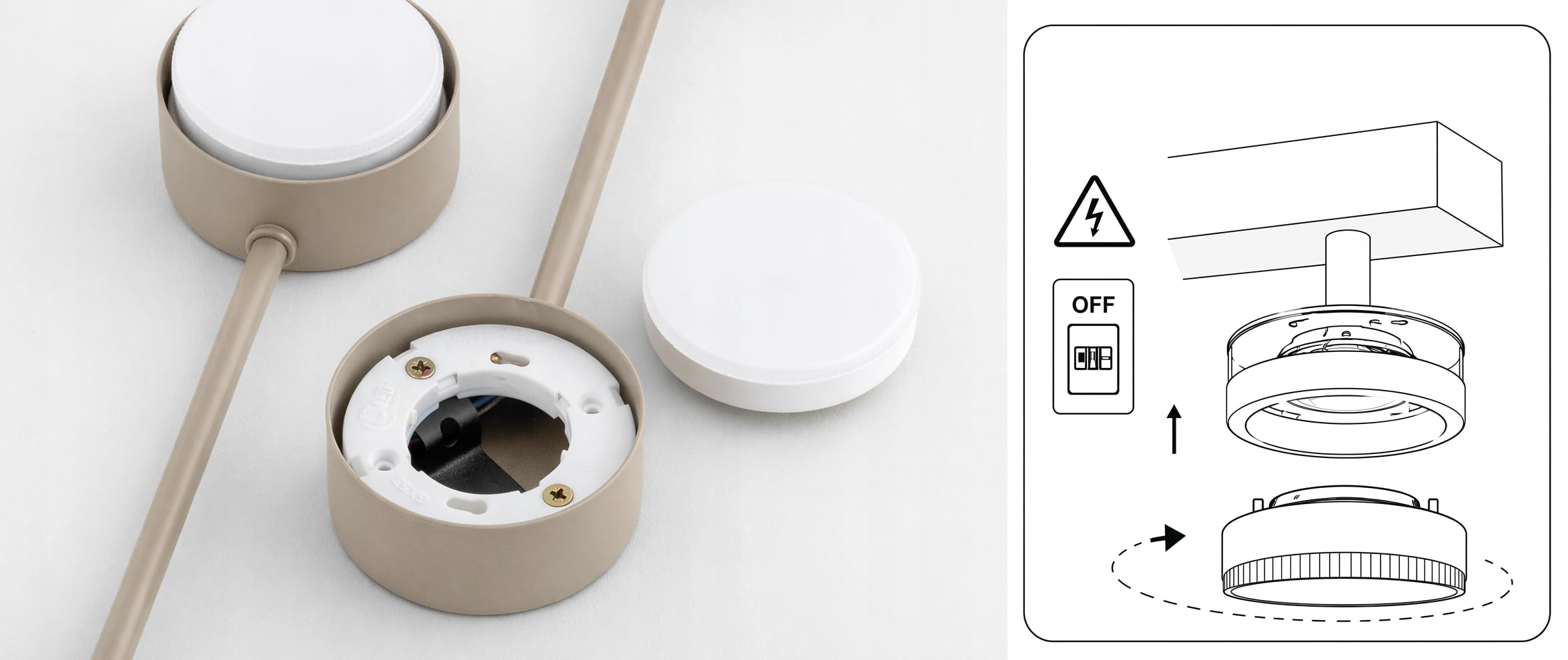 Deckenleuchte 3-flammig GX53 Beige – Moderne Spot-Leuchte im Loft Design für Wohnzimmer, Küche & Büro (ohne Leuchtmittel)