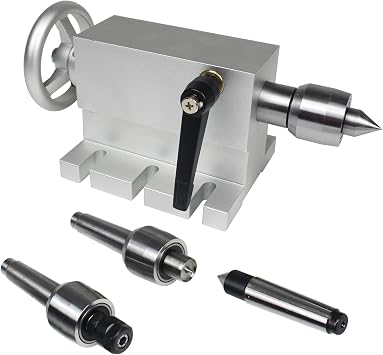 CNCTOPBAOS 65mm Lathe Center Morse Taper 2 Live Center Movable MT2 Tailstock with 4pcs Replaceable Heads For CNC 4h Axis Engraving Machine Woodworking