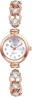 Damen-Armbanduhr, Quarz, analog, rund, klein, Roségold, wasserdicht, verstellbares Armband aus Edelstahl, für den täglichen Gebrauch