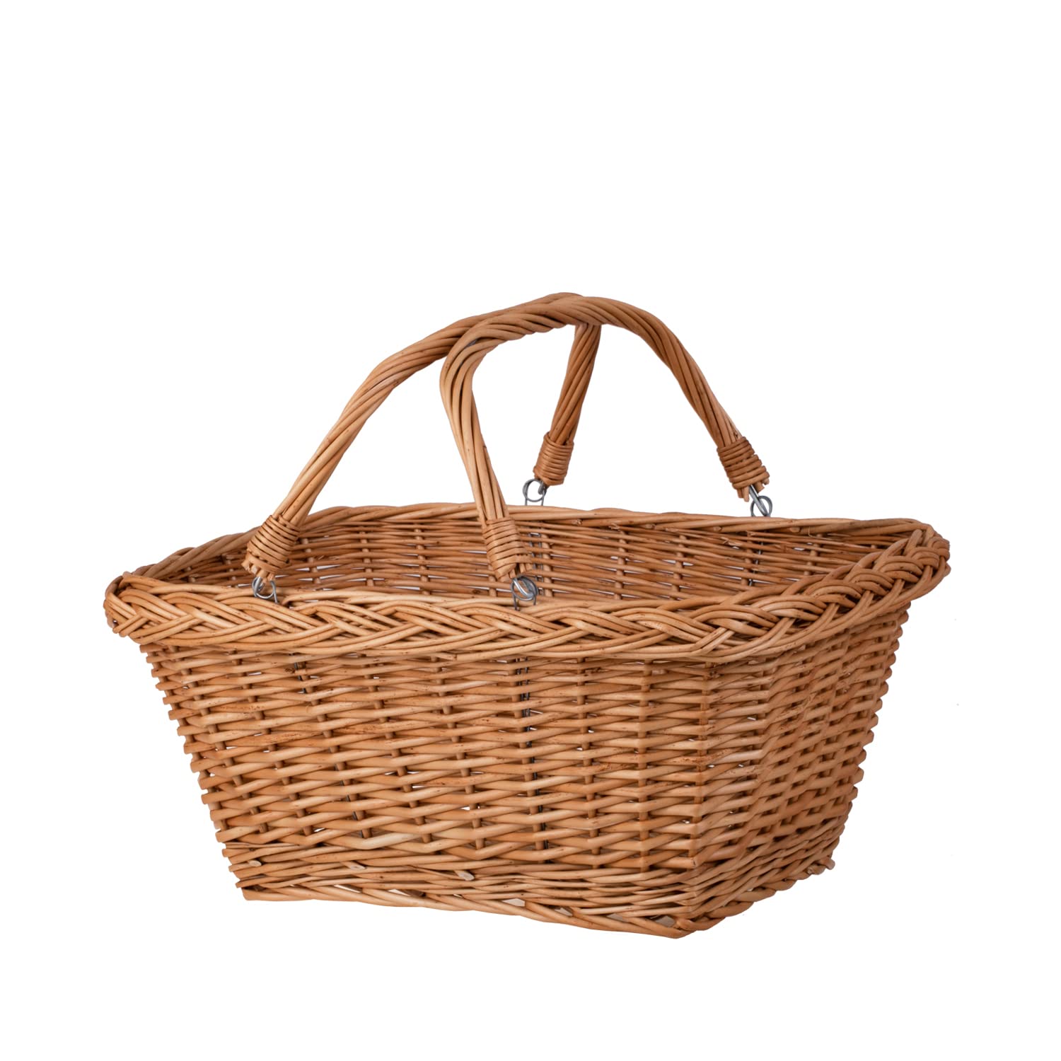 e-wicker24 Kosz na zakupy z wikliny w naturalnym kolorze w stylu vintage, Prostokątny kosz na zakupy